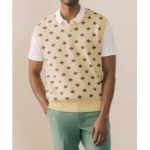 Bogey Boys Men's XL Beige Golf Argyle Sleeveless Sweater‎ Vest Athletic Comfy